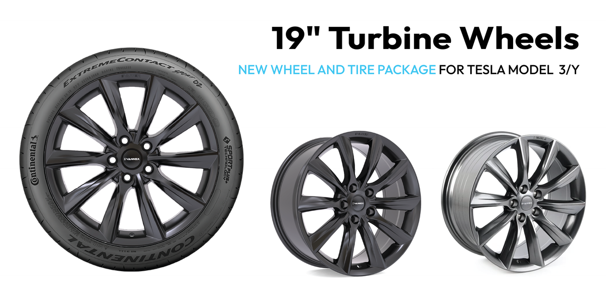 EVANNEX 19" Turbine Alloy Wheels For Tesla Model 3/Y Owners EVANNEX