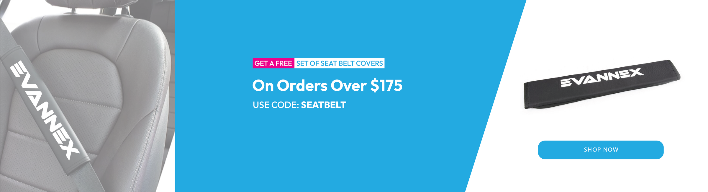 FREE SEAT BELT COVER ON ORDERS OVER $175