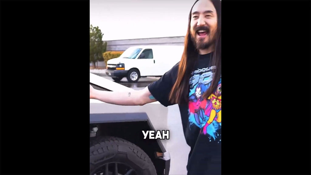 DJ Steve Aoki is super excited to receive his Cybertruck