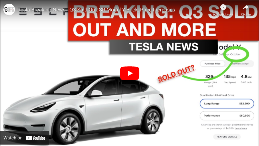 Tesla Breaking News - Q3 Sold Out, SR Model Y Back, Price Increases