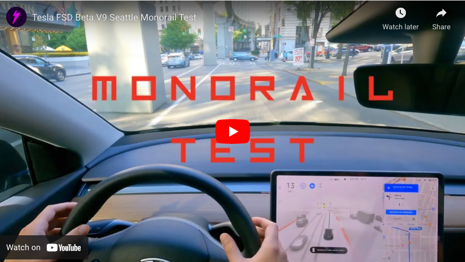 Must Watch: Tesla FSD Beta V9 Seattle Monorail Test