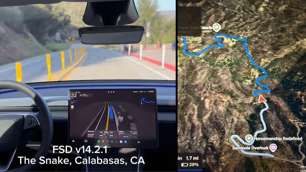 Tesla FSD v14.2.1 drives through 'The Sanke' highway in California, known for its hairpin turns and many curves (video)