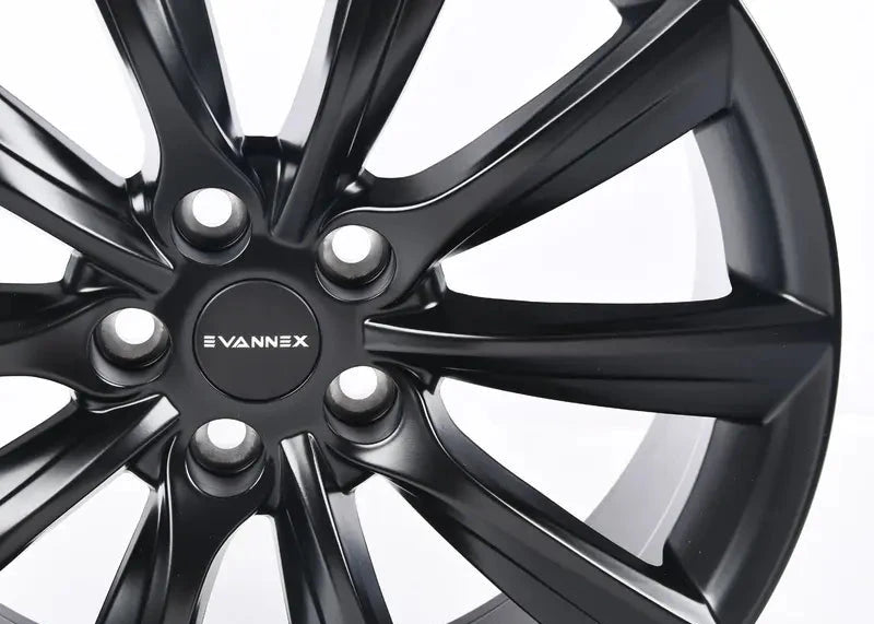 Blemished EVANNEX 19x8.5" Turbine-Style Flow Formed Wheels for Model 3/Y - Satin Black