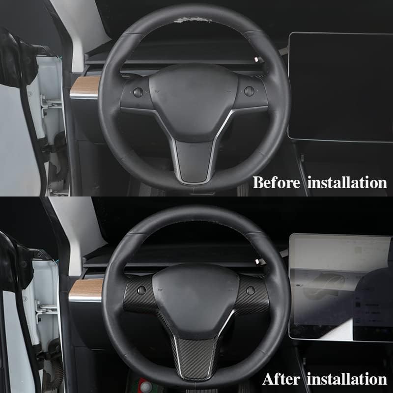 EVANNEX Carbon Fiber Steering Wheel Decoration Cover for Tesla Model 3 and Model Y