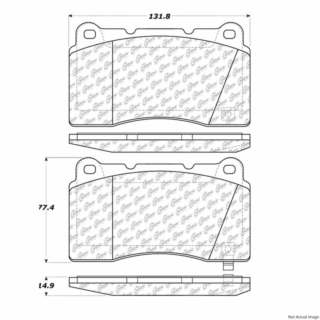 Centric Front Brake Pad Set with Shims for Tesla Model S and X