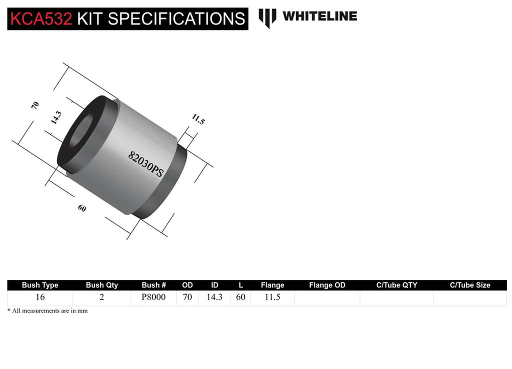 Whiteline Radius Arm Lower - Bushing Kit for Tesla Model 3 and Y