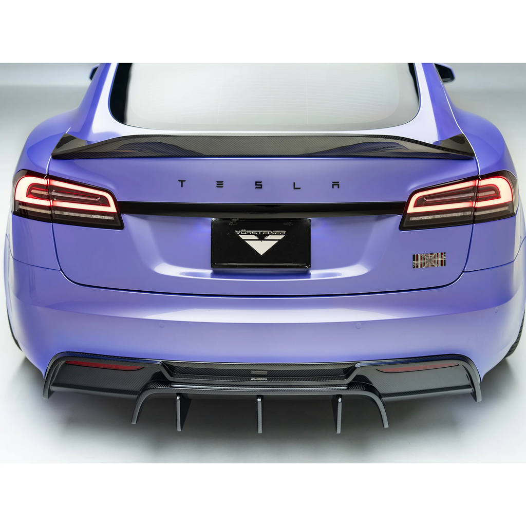 VRS Model S Plaid Aero Rear Diffuser Carbon Fiber PP 2x2 Glossy (OE REPLACEMENT)