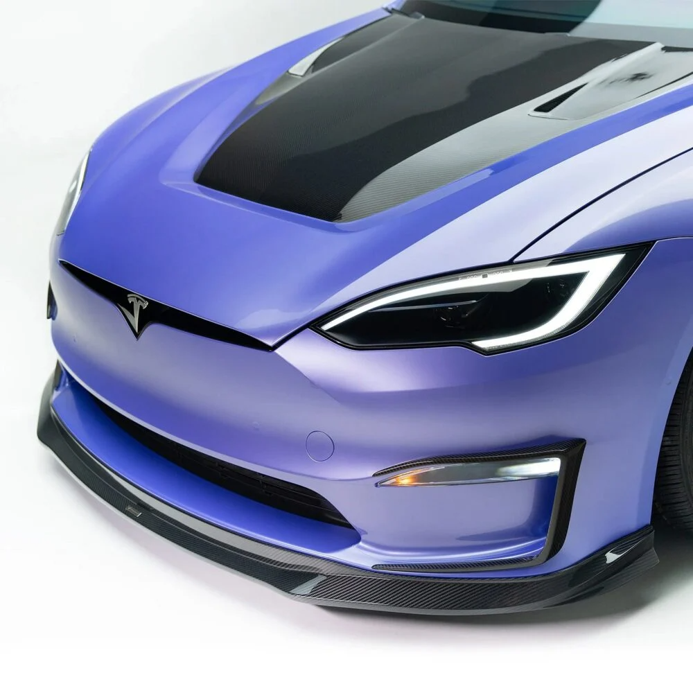 VRS Model S Plaid Aero Front Spoiler Carbon Fiber PP 2X2 Glossy