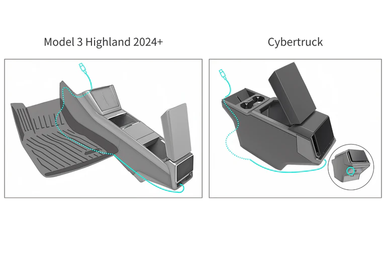 JOWUA 6D Tesla Compatible Invisible Foldaway Car Mount Qi2 Wireless Charger for Reengineered Model 3 Highland 2024+/Cybertruck (MagSafe)