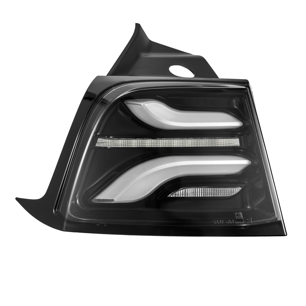 AlphaRex PRO-Series LED Tail Lights Jet Black For 20-22 Tesla Model Y (With Stock Amber Turn Signal)