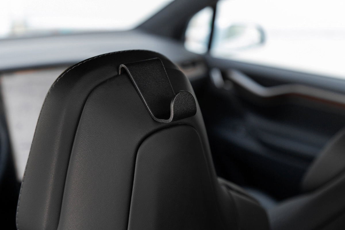 TAPTES 2 Pack Seat Back Coat Hooks Aluminum Alloy for Tesla Model S Model X  2017-2019,Seat Headrest Bag Holder Garment Clothes