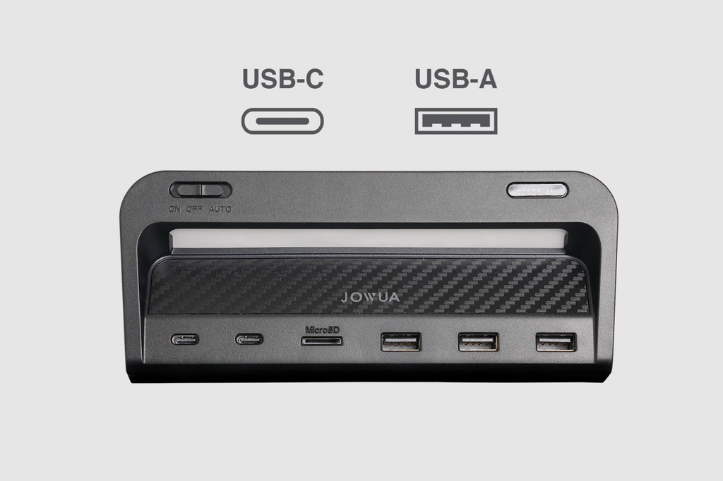 Jowua USB Hub with LED Light (USB-C + USB-A) for Tesla Model 3 and Model Y Owners