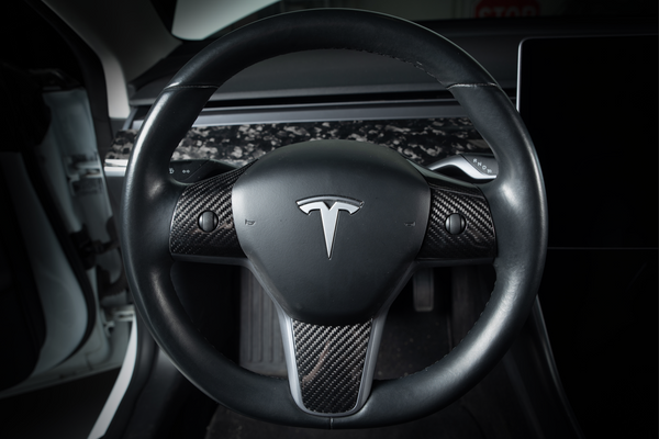 EVANNEX Tesla Model 3 & Y Carbon Fiber Steering Wheel Accents