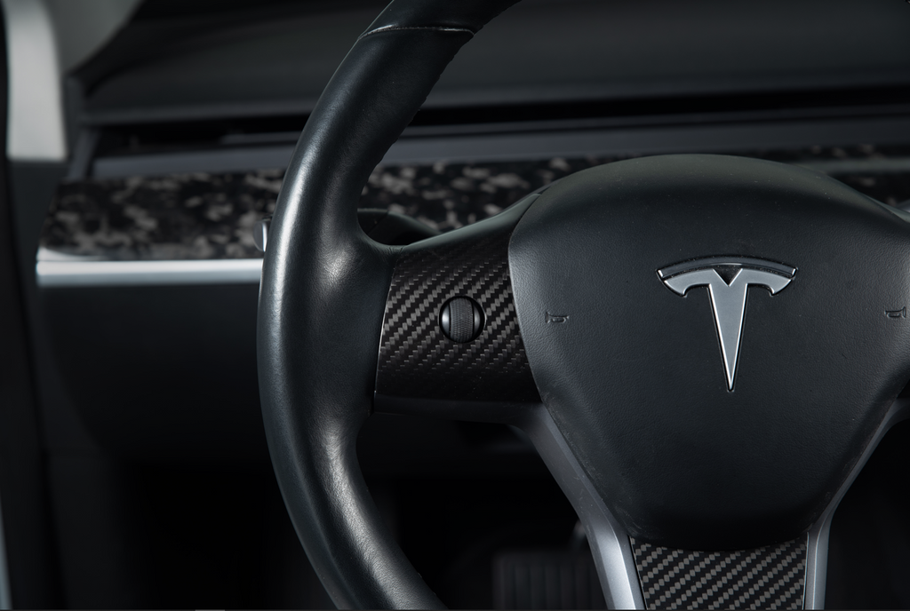 EVANNEX Tesla Model 3 & Y Carbon Fiber Steering Wheel Accents