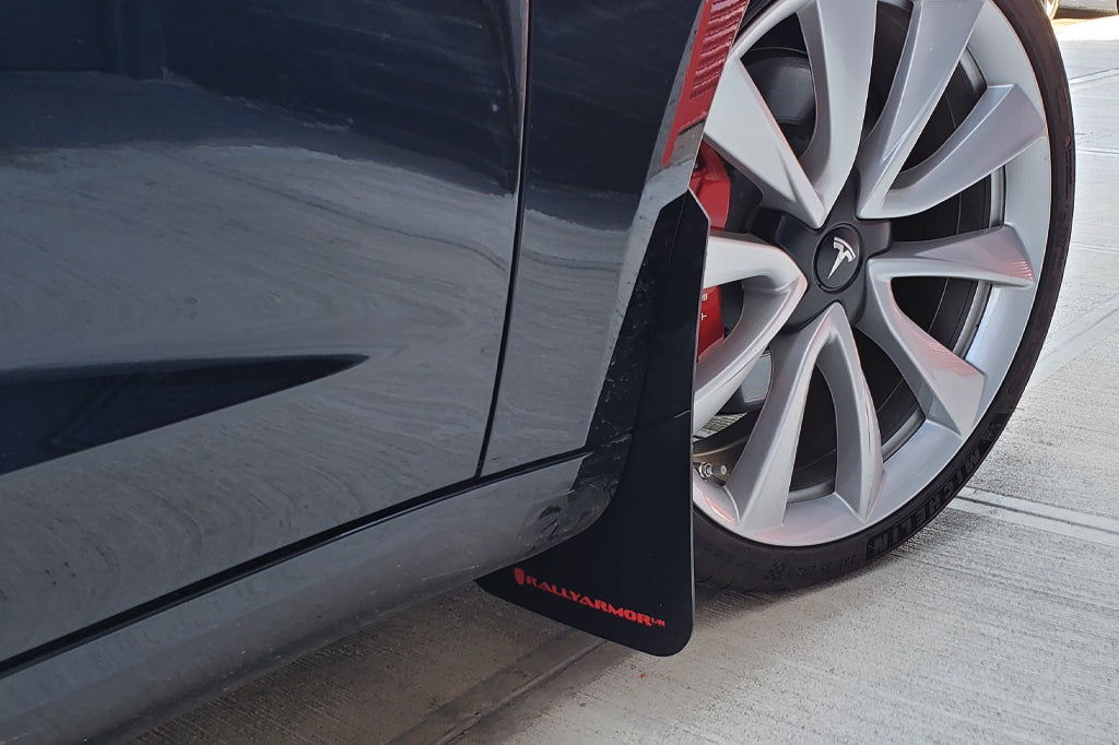 Rally Armor Premium Black UR Mud Flaps for Tesla Model 3 – EVANNEX  Aftermarket Tesla Accessories