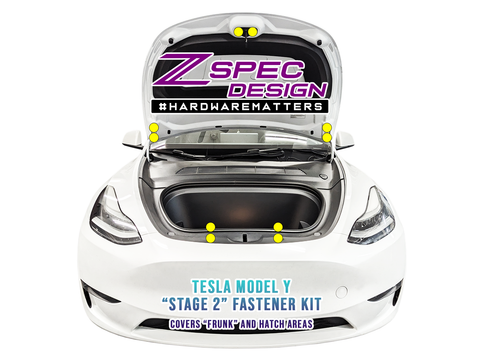 ZSPEC Dress Up Bolts® Fastener Kit for the Tesla Model Y, Grade-5 Titanium Motor Vehicle Engine Parts ZSPEC Design LLC.